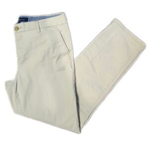 Tommy Hilfiger Khaki Tan Mid Rise Slim Leg Cotton Khakis, Trouser Pants, 8